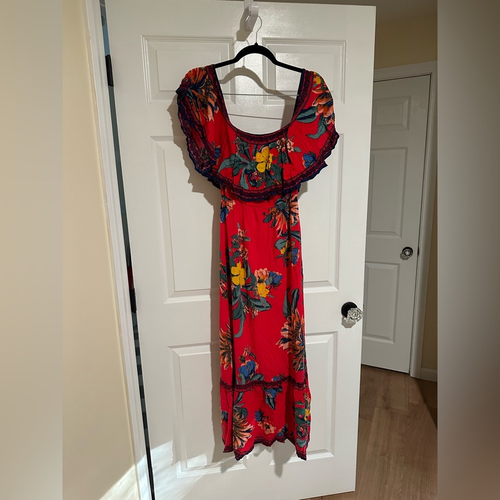 Red Floral off the shoulder dress